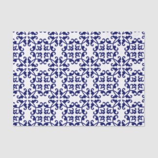Royal Blue and White Damask Muster      Seidenpapier