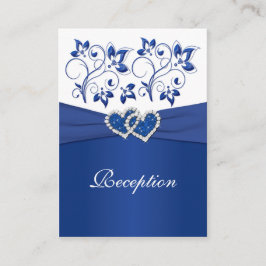 Royal Blue and White Joined Hearts Empfang Card Begleitkarte