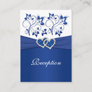 Royal Blue and White Joined Hearts Empfang Card Begleitkarte