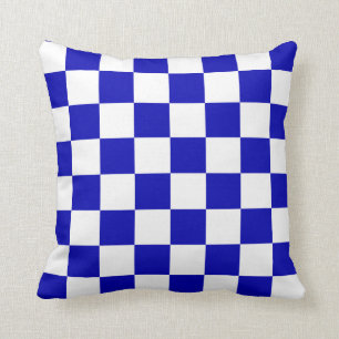 Royal Blue and White Karos Kissen