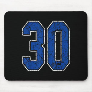 Royal Blue and White Number 30 Jersey Player Unifo Mousepad