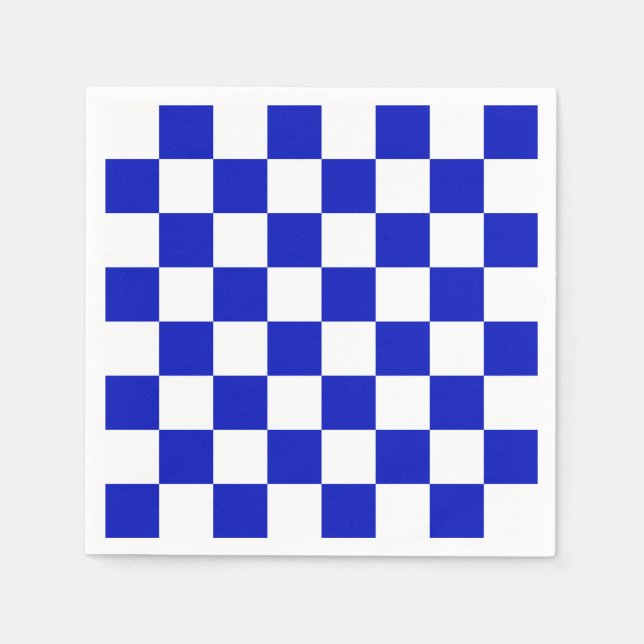 Royal Blue and White Schachbrett Board Muster Serviette (Vorderseite)