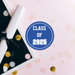 Royal Blue and White School Class Year Runder Aufkleber