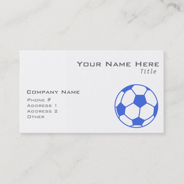 Royal Blue and White Soccer Ball Visitenkarte (Vorderseite)