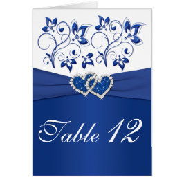 Royal Blue and White Tischnummer Card