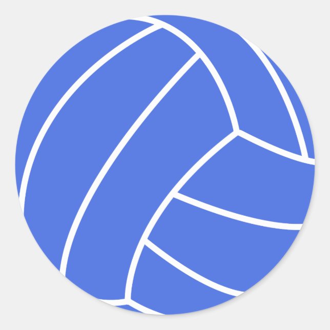 Royal Blue and White Volleyball Runder Aufkleber (Vorderseite)