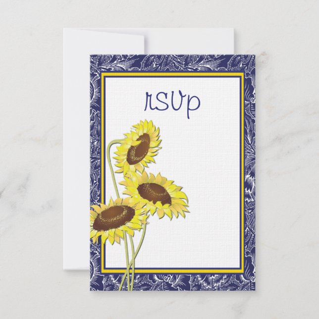 Royal Blue and Yellow Sunflown Collection UAWG RSVP Karte (Vorderseite)