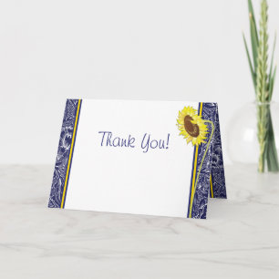 Royal Blue and Yellow Sunflows Danke, Card Dankeskarte