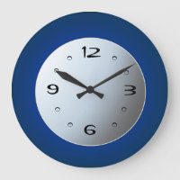 Royal Blue avec White Moon Center Horloge de cuisi