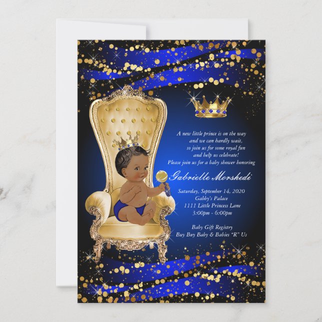 Royal Blue Baby Dusche, Baby Dusche Einladung (Vorderseite)
