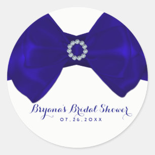 Royal Blue Band & Diamanten Elegante Einladungen Runder Aufkleber