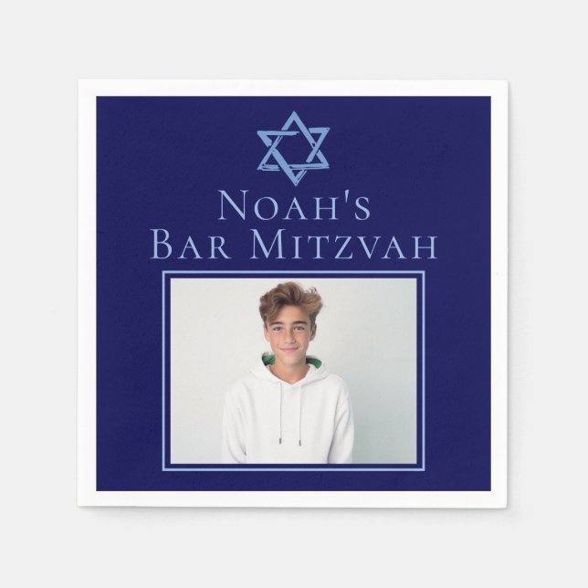 Royal Blue Bar Mitzvah Party Foto Star von David Serviette (Vorderseite)