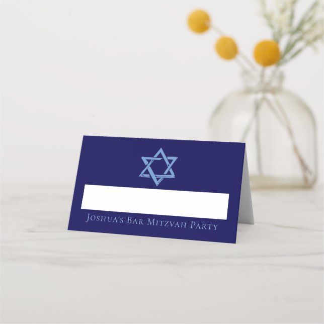 Royal Blue Bar Mitzvah Party Star von David Platzkarte (Vorderseite)
