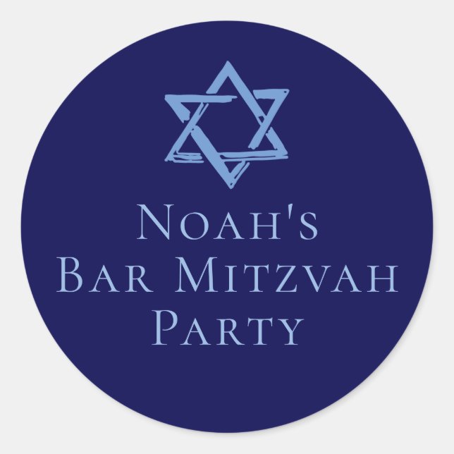 Royal Blue Bar Mitzvah Party Star von David Runder Aufkleber (Vorderseite)