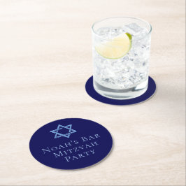 Royal Blue Bar Mitzvah Party Star von David Runder Pappuntersetzer