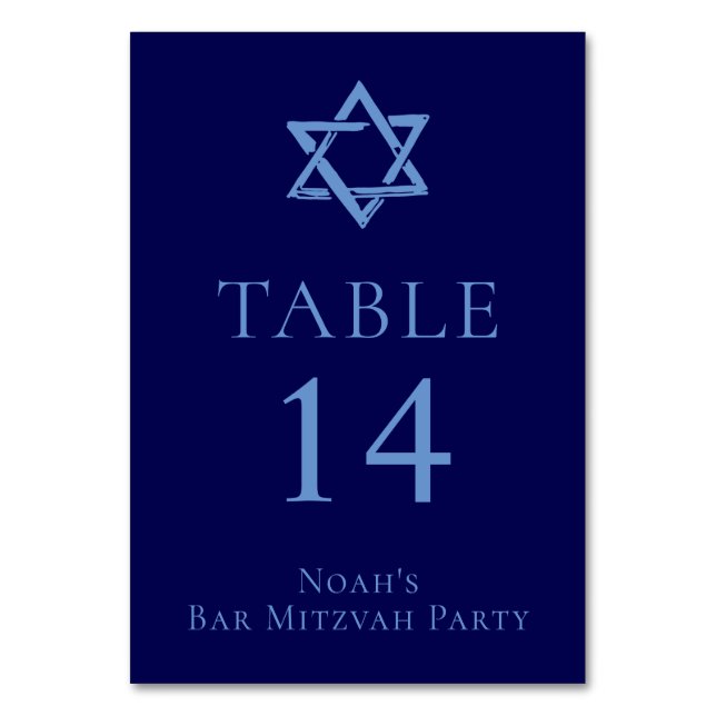 Royal Blue Bar Mitzvah Party Star von David Tischnummer (Vorderseite)