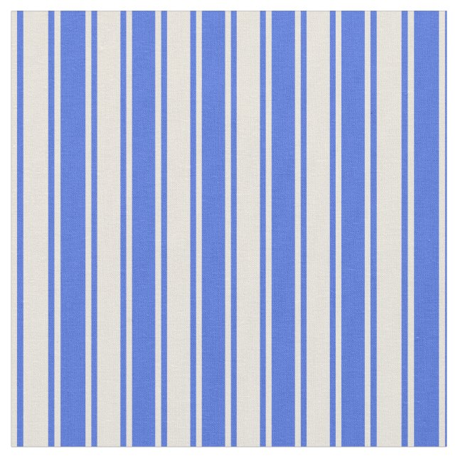 Royal Blue & Beige Lined Pattern Stoff (Nahaufnahme)