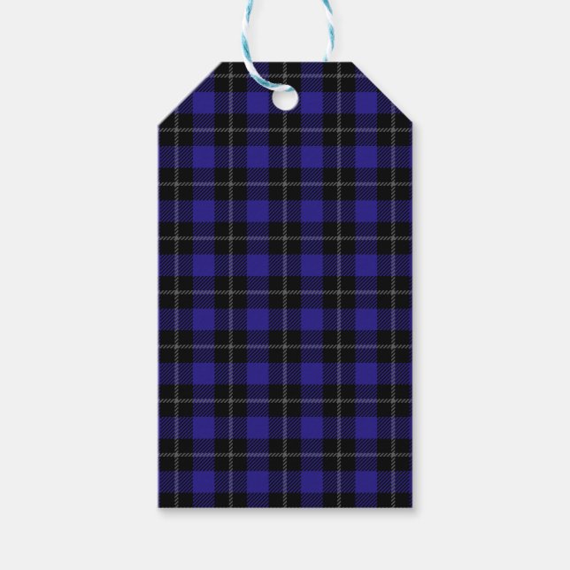 Royal Blue Black Kariert Geschenkanhänger (Vorderseite)