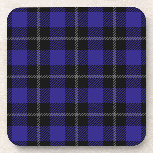 Royal Blue Black Kariert Getränkeuntersetzer (Vorderseite)