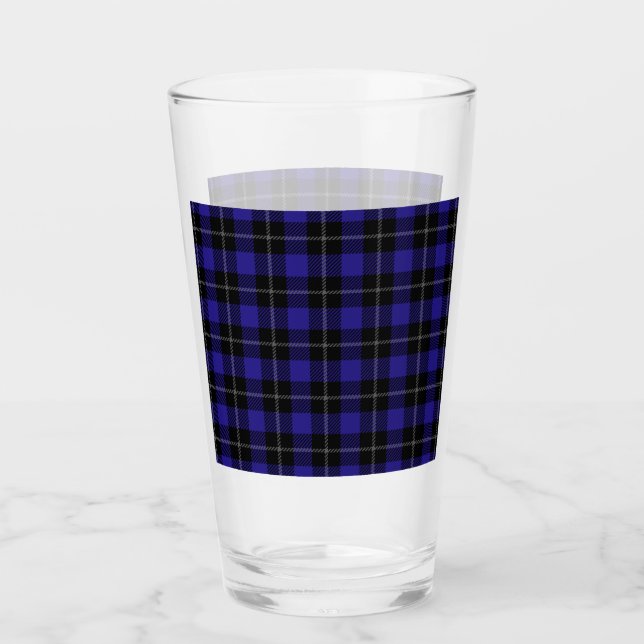 Royal Blue Black Kariert Glas (Vorderseite)