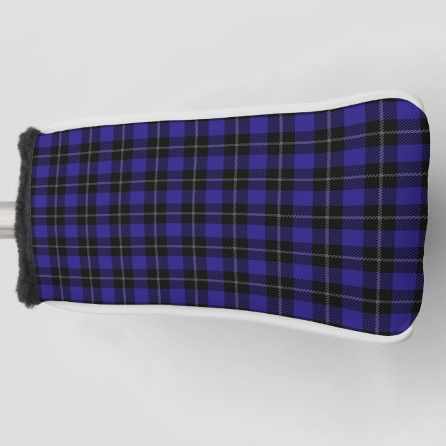 Royal Blue Black Kariert Golf Headcover (Vorderseite)