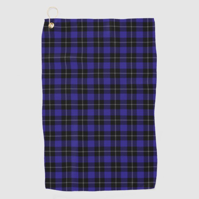 Royal Blue Black Kariert Golfhandtuch (Vorderseite)