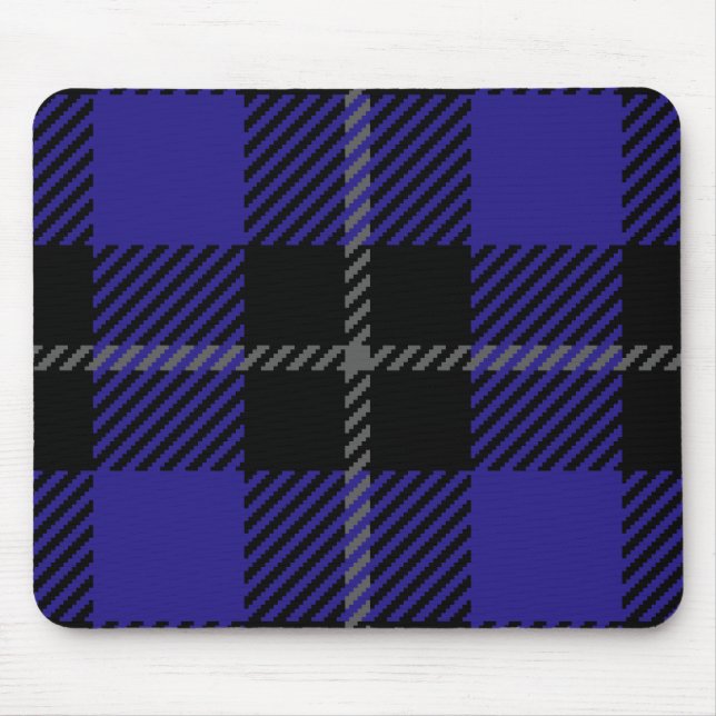 Royal Blue Black Kariert Mousepad (Vorne)