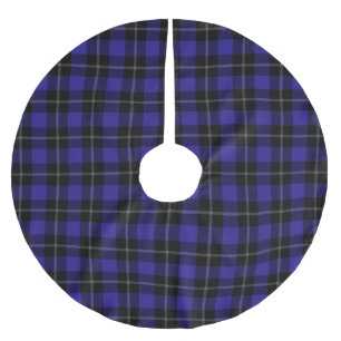 Royal Blue Black Kariert Polyester Weihnachtsbaumdecke