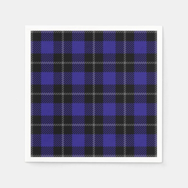 Royal Blue Black Kariert Serviette (Vorderseite)