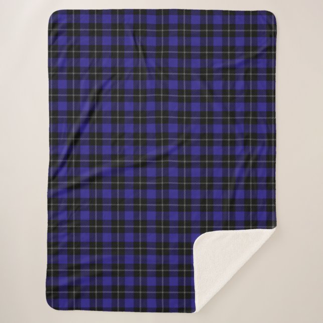Royal Blue Black Kariert Sherpadecke (Vorderseite)