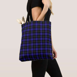 Royal Blue Black Kariert Tasche