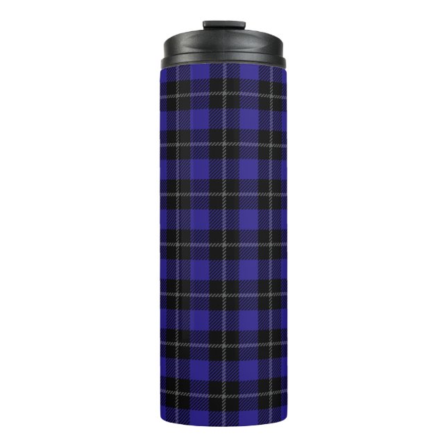 Royal Blue Black Kariert Thermosbecher (Vorderseite)