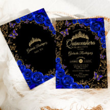 Royal Blue Black Quinceanera