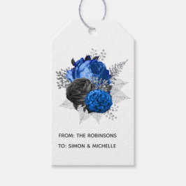 Royal Blue, Black und Silver Floral Geschenkanhänger