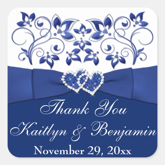 Royal Blue, Blanc Coeurs Joints Favoriser Sticker (Devant)