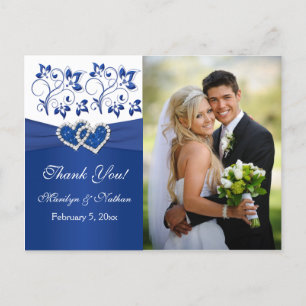 Royal Blue, blanc Merci Floral Carte photo