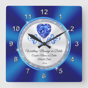 Royal Blue, Blanc Personnalisé Horloge Mariage Cad