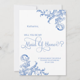 Royal Blue Blühe wird meine Trauzeugin sein Einladung