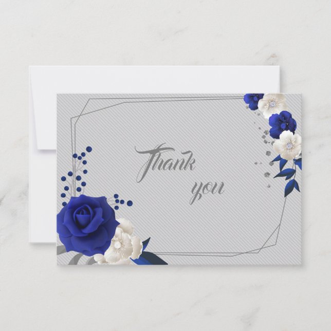 Royal-Blue-Blume geometrisch Dankeschön-Karte Dankeskarte (Vorderseite)