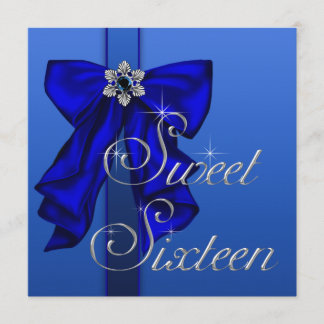 Royal Blue Bow Sweet 16 Geburtstagsparty Einladung