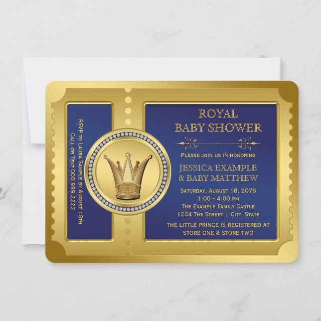 Royal Blue Boys Royal Baby Dusche Einladung (Vorderseite)