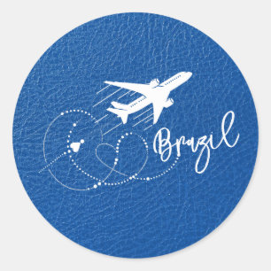 Royal Blue Brasilien Passport Runder Aufkleber