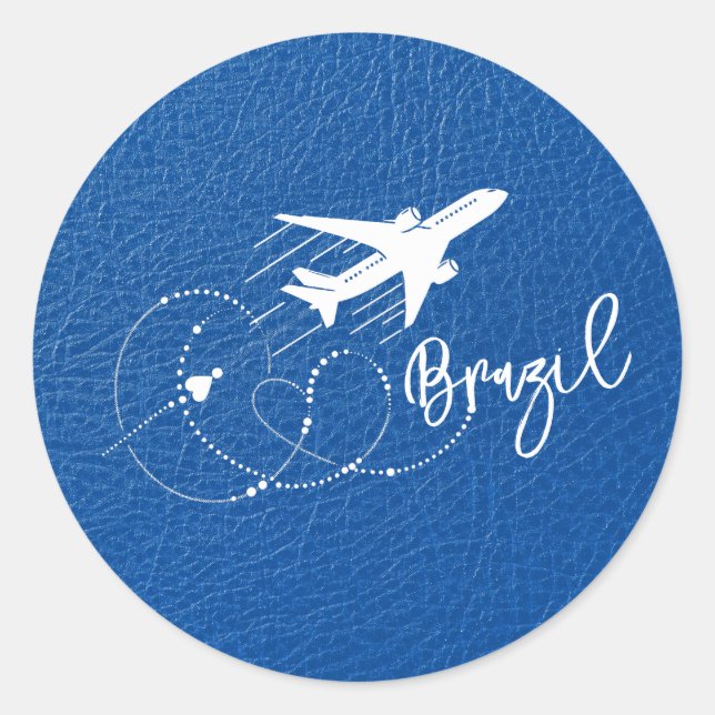 Royal Blue Brasilien Passport Runder Aufkleber (Vorderseite)