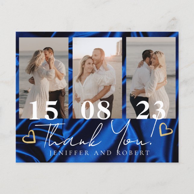 Royal Blue Budget Wedding Foto Danke, dass ihr Kar Flyer (Vorne)