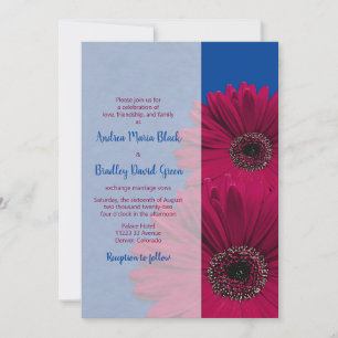 Royal Blue Burgundy Gerbera Daisy Wedding Einladung