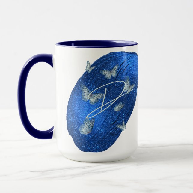 Royal Blue Butterfells Initials Letter D Monogram Tasse (Links)