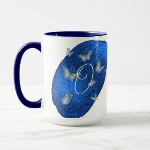 Royal Blue Butterfells Initials Letter O Monogram Tasse