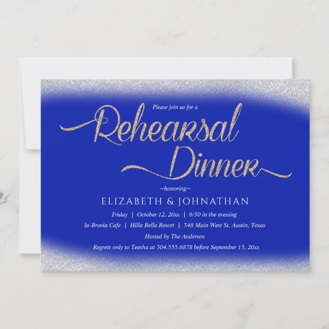 Royal Blue Calligraphy Minimal Probe Dinner I Einladung (Vorderseite)