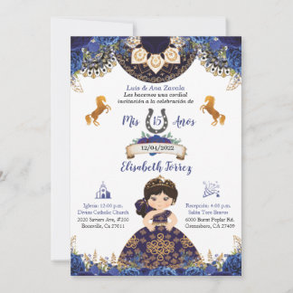 Royal Blue Charra Quinceañ Ära Einladung süß 16
