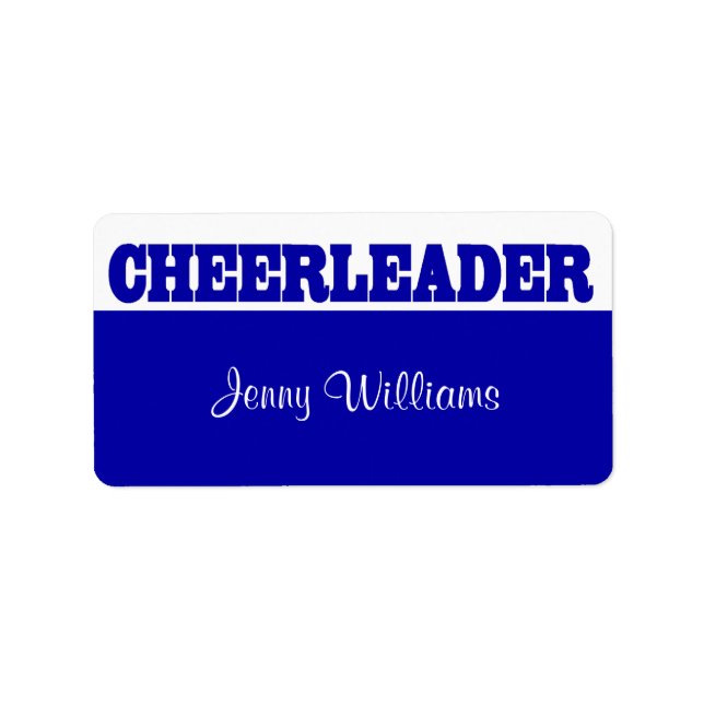 Royal Blue Cheerleader Name Stickers Adressaufkleber (Vorne)